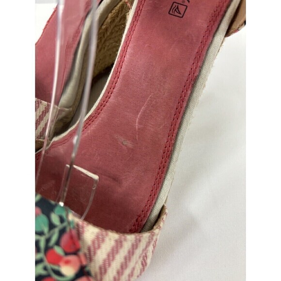 Sperry Topsiders Platform Wedge Heels Sandals Red Floral Print Stripe 9.5 M Rope - Picture 4 of 15